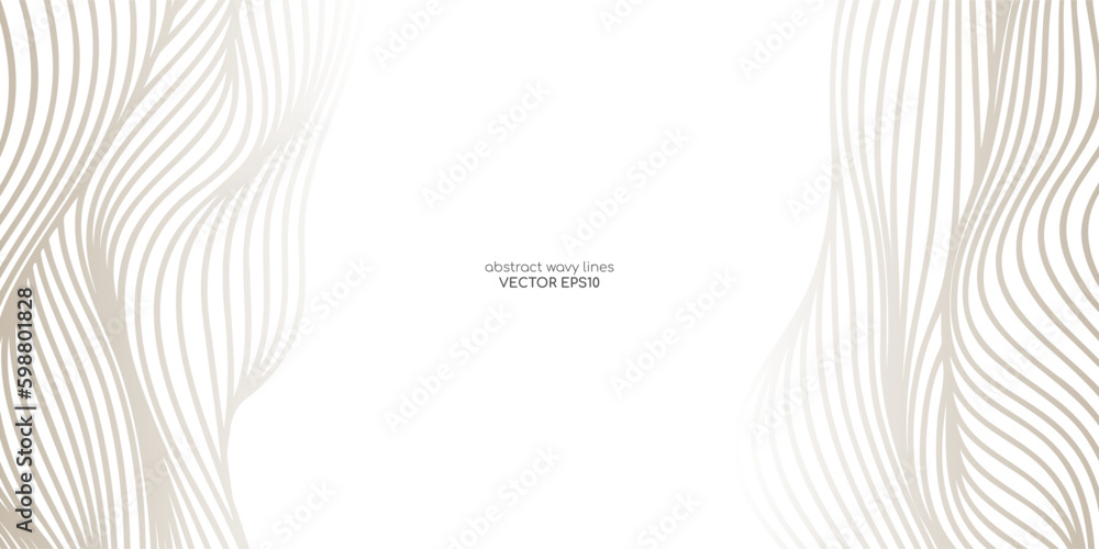 Aufkleber Vector abstract line art wavy smooth flowing dynamic grey gradient isolated white background in concept luxury, wave, ocean, mountain