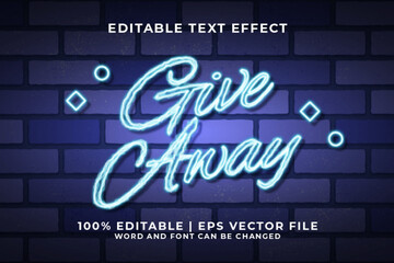 Give Away 3d Editable Text Effect Neon Style Premium Vector
