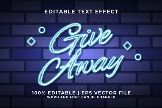 Give Away 3d Editable Text Effect Neon Style Premium Vector