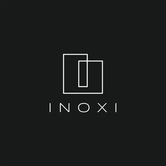 Square I Letter Initial Lettermark Continuous Line White Outline on Black Logo Vector Icon Illustration