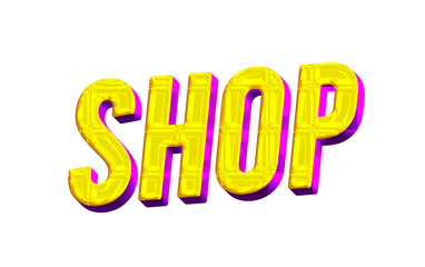 3d word shop text cutout