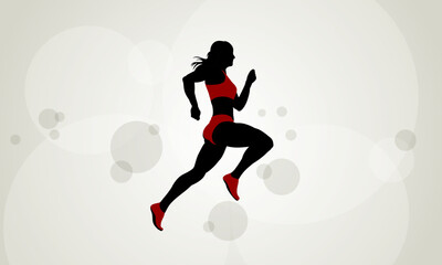 Fototapeta na wymiar Silhouette of a running girl. Abstract background. Vector illustration.