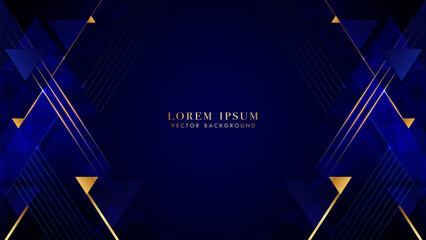 Blue and gold triangle diamond elegant Shine with Slant golden lines elements. Modern Abstract style vector design
