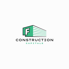 Fototapeta na wymiar F Letter Construction 3D Perspective Logo Vector Icon Illustration