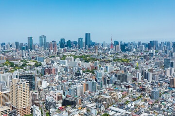 Fototapeta premium (東京都-都市風景)青空と東京都心の景観２
