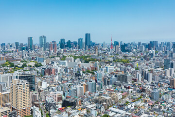 (東京都-都市風景)青空と東京都心の景観２
