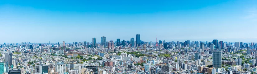 Selbstklebende Fototapete Tokio (東京都-風景パノラマ)青空の東京都市風景１