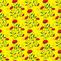 Vector hand-drawn flower repeats seamless pattern background. Digital textile print. Vector illustration Generative AI