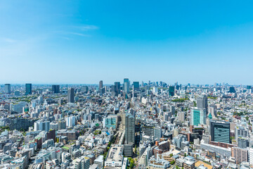 Fototapeta na wymiar (東京都-都市風景)青空と東京都心の景観５