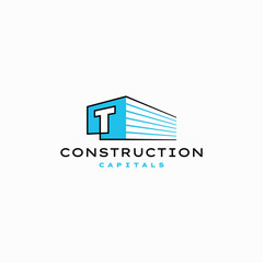 T Letter Construction 3D Perspective Logo Vector Icon Illustration