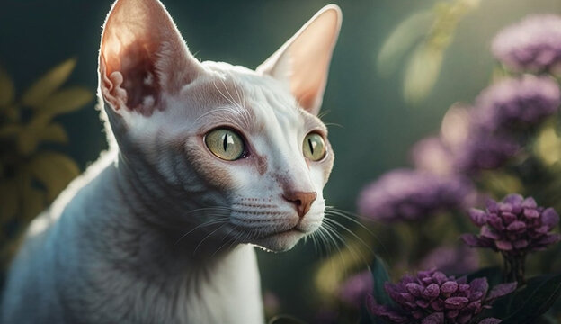 Cornish Rex cat. beautiful instagram photography - Generative AI
