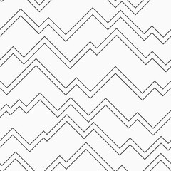Abstract zig zag lines vector seamless pattern. Stylized mountains. Minimalistic graphic print. Vector monochrome background.