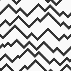 Abstract zig zag lines vector seamless pattern. Stylized mountains. Minimalistic graphic print. Vector monochrome background.