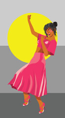 Obraz na płótnie Canvas Happy girl in dark pink outfit