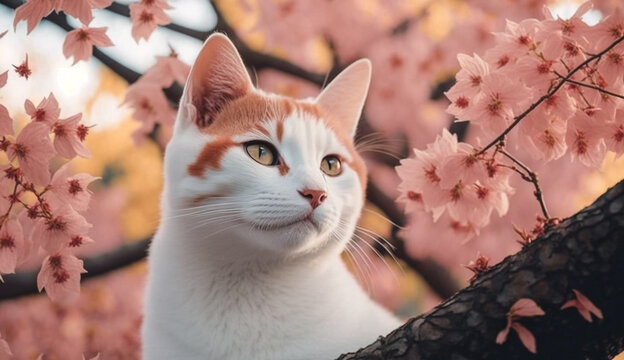 Japanese Bobtail cat. beautiful instagram photography - Generative AI
