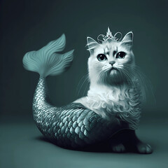 mermaid cat tail ocean sea 