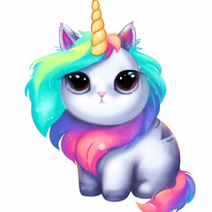 unicorn cat horn tail fur colorful