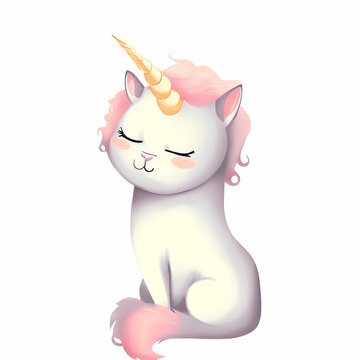 unicorn cat horn tail fur colorful