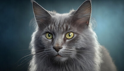 Obraz premium Nebelung cat. beautiful instagram photography - Generative AI 