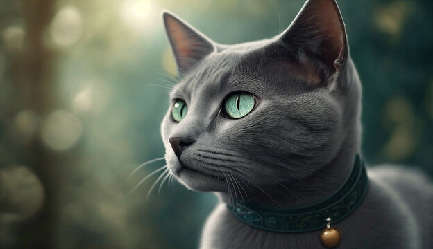 Russian Blue cat. beautiful instagram photography - Generative AI
