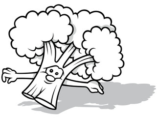 Drawing of Smiling Cute Broccoli with Hands