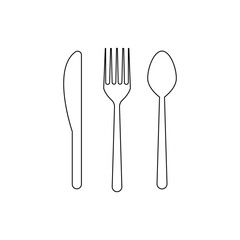 Plate fork and knife vector silhouette