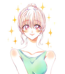 若い女性　美容　タンクトップ