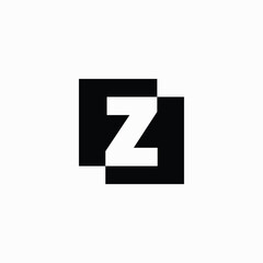 Z Letter Lettermark Square Initial Negative Space Logo Vector Icon Illustration