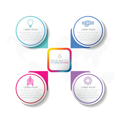 Vector infographic business presentation template with circular interconnection with 4 options.