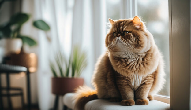 Exotic Shorthair cat. beautiful instagram photography - Generative AI
