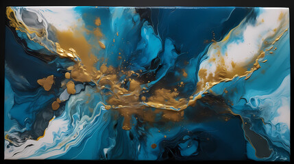 abstract liquid background blue gold white watercolours marble