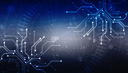 Abstract futuristic circuit board Illustration, Circuit board with various technology elements. Circuit board pattern for digital abstract technology background