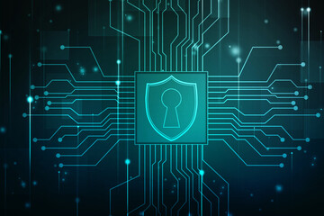 Protect and Security concept. Digital Shield on abstract technology background, Cyber security and information or network protection. Future technology web services for business and internet project