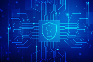 Protect and Security concept. Digital Shield on abstract technology background, Cyber security and information or network protection. Future technology web services for business and internet project