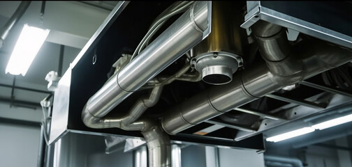 suspension system for the hood and exhaust pipes.