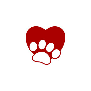 Heart with animals footprint icon isolated on transparent background