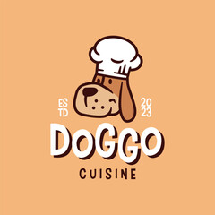 Dog Chef Puppy Bakery Restaurant Kitchen Cartoon Mascot Character Logo Vector Icon Illustration