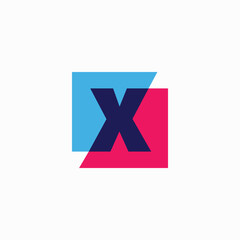 Obraz premium Letter X Lettermark Initial Multiply Overlapping Color Square Logo Vector Icon Illustration