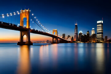 city bridge at night