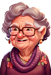 Portrait of a smiling elderly woman with glasses. AI Generative