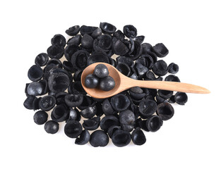 Macadamia charcoal isolated on white background
