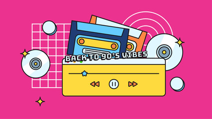 Back to 90's vibes Nostalgic colorful design background