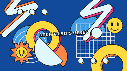 Back to 90's vibes Nostalgic colorful design background