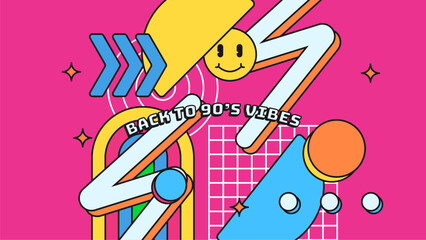 back to 90's party invitation Print