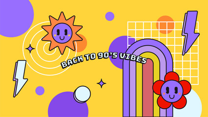 Fototapeta premium Back to 90's vibes Nostalgic colorful design background