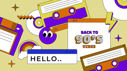 Obraz premium vector gradient texture 90s party social media cover template