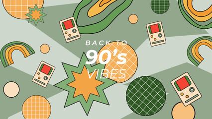 vector flat design 90s party twitch background