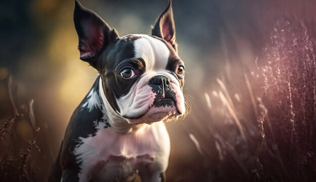 Boston Terrier dog. beautiful instagram photography - Generative AI
