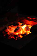 preparation for burning using coals