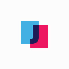 Letter J Lettermark Initial Multiply Overlapping Color Square Logo Vector Icon Illustration
